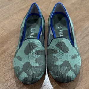 Rothy's Green Camo Knit Slip-On Flats